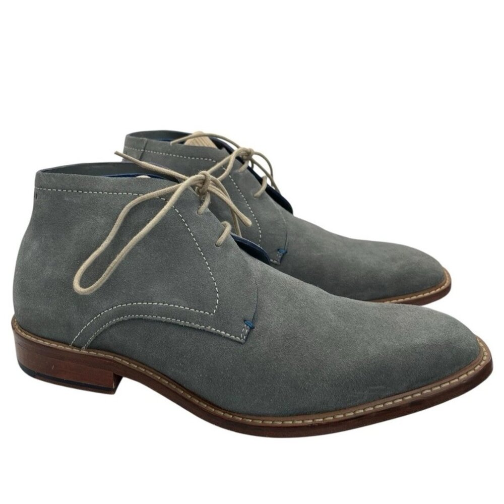 Ted Baker Mens Size 8.5 Shoes Chukka Ankle Boots Blue Gray Suede Torsdi Leather